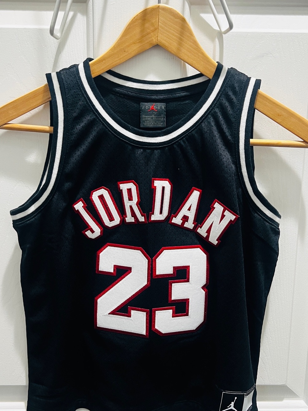 Jordan Black Red & White 23 Basketball Jersey - Kids